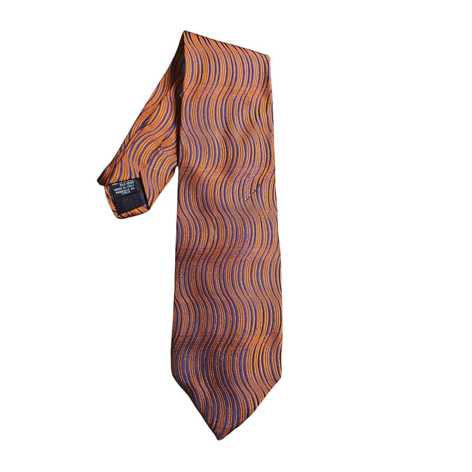 Dolce & Gabbana Mens Silk Tie Jacquard Wavy Stripe Made In Italy Designer Luxury